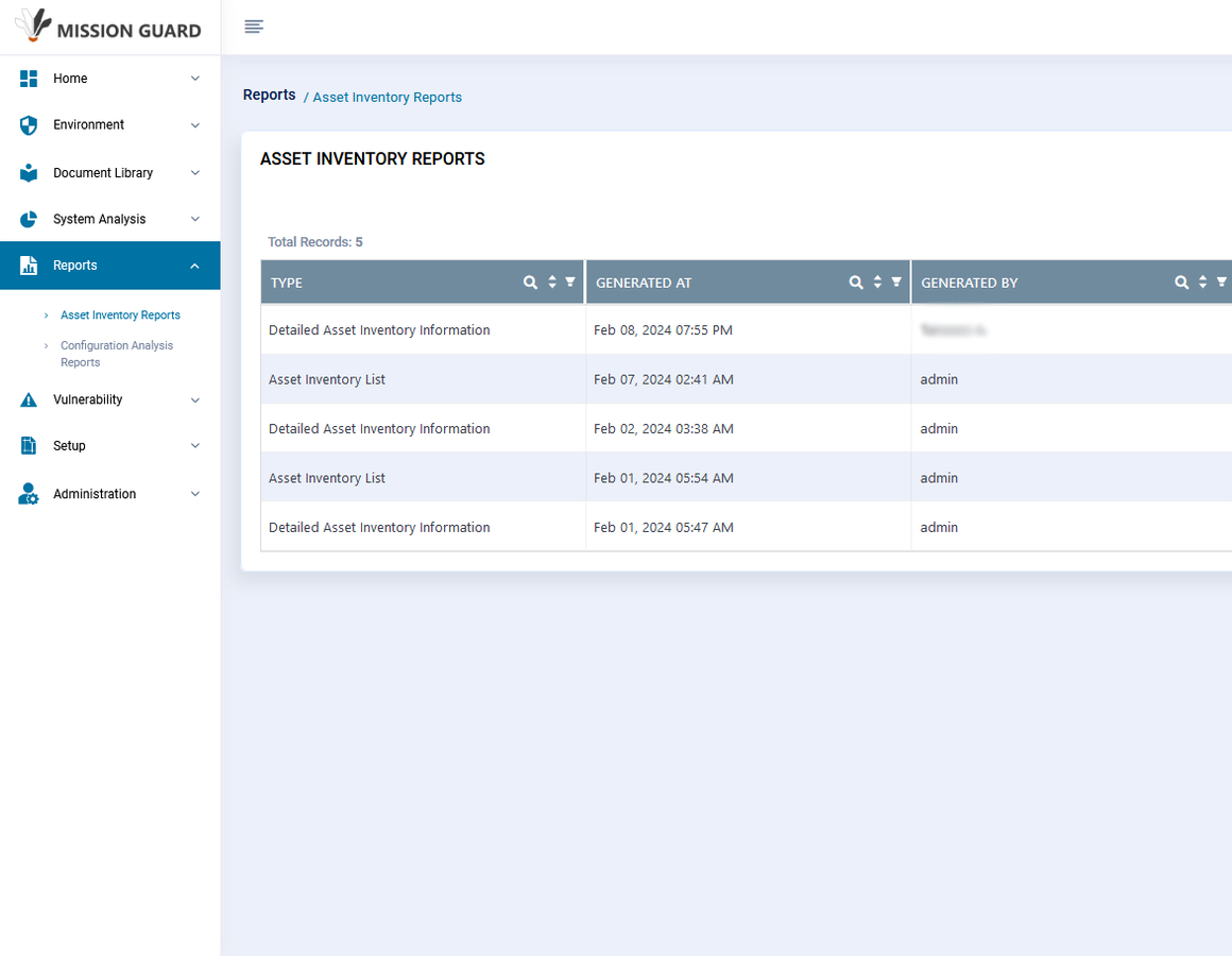 Novaigu Asset Inventory Reports